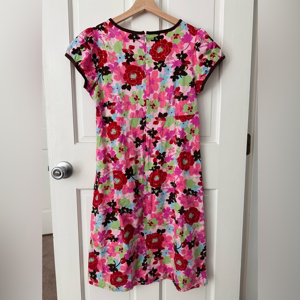 Hanna Andersson Women’s Pink Floral V-Neck Fit & Flare Dress Short Sleeve Size M - Picture 3 of 10
